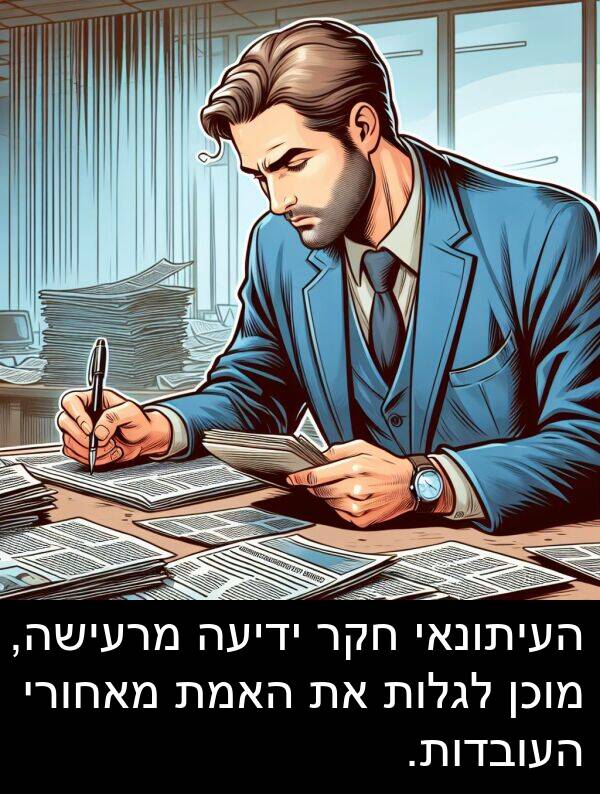 מאחורי: העיתונאי חקר ידיעה מרעישה, מוכן לגלות את האמת מאחורי העובדות.
