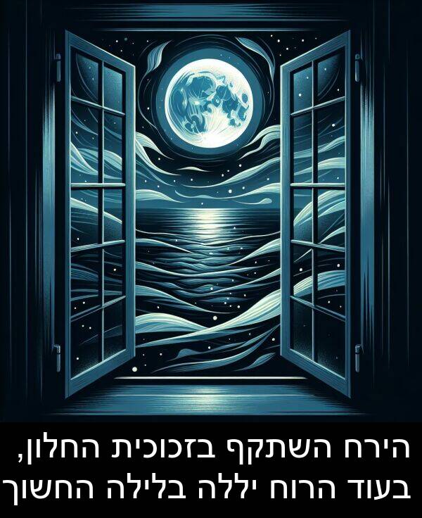 יללה: הירח השתקף בזכוכית החלון, בעוד הרוח יללה בלילה החשוך.