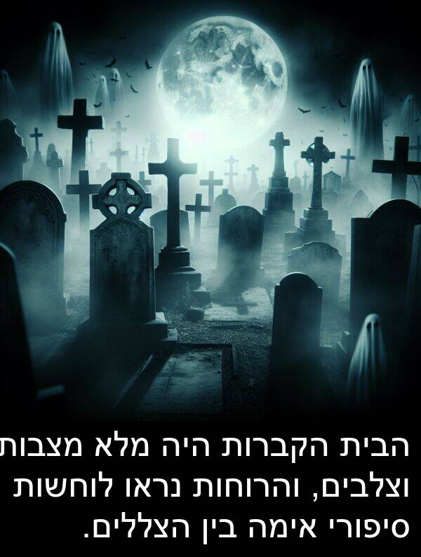 סיפורי: הבית הקברות היה מלא מצבות וצלבים, והרוחות נראו לוחשות סיפורי אימה בין הצללים.