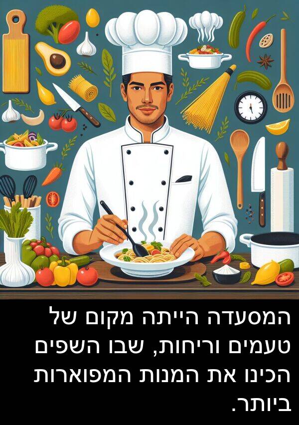 טעמים: המסעדה הייתה מקום של טעמים וריחות, שבו השפים הכינו את המנות המפוארות ביותר.