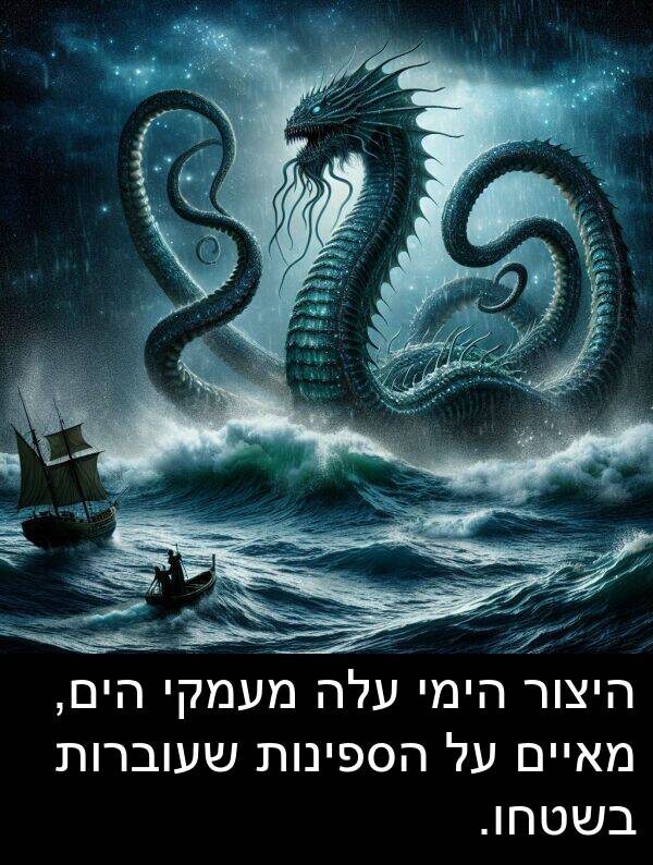 מאיים: היצור הימי עלה מעמקי הים, מאיים על הספינות שעוברות בשטחו.