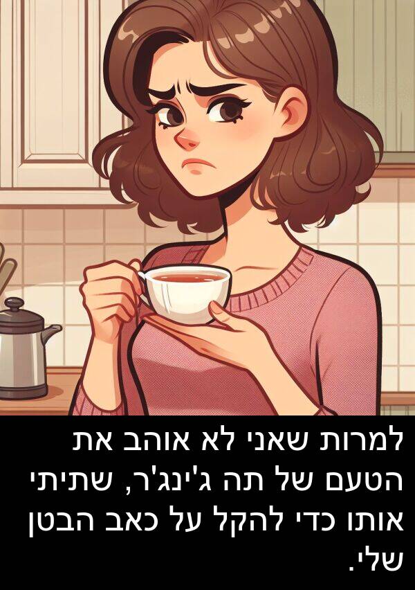 הטעם: למרות שאני לא אוהב את הטעם של תה ג'ינג'ר, שתיתי אותו כדי להקל על כאב הבטן שלי.