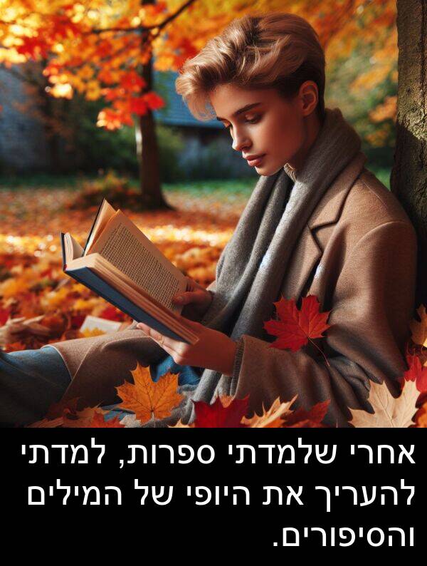 ספרות: אחרי שלמדתי ספרות, למדתי להעריך את היופי של המילים והסיפורים.