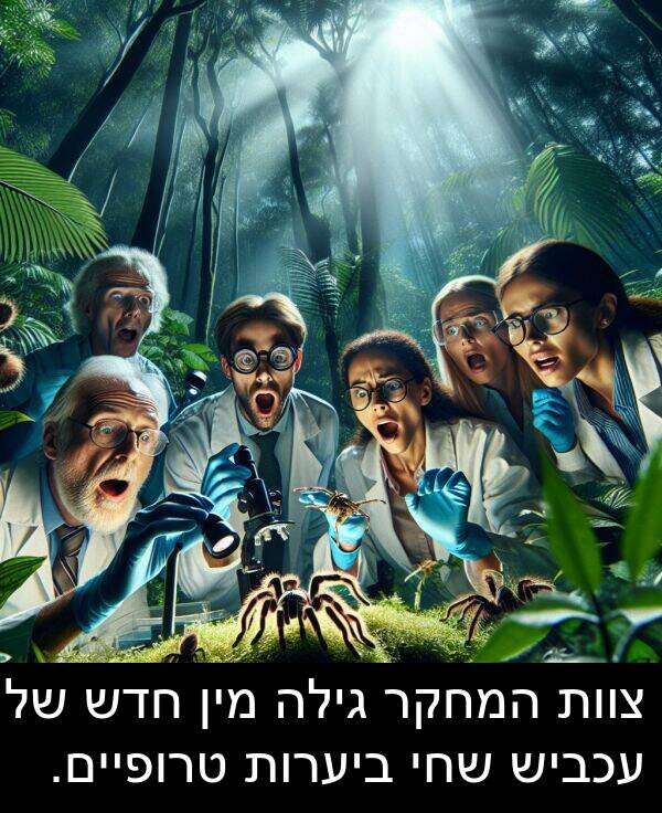 צוות: צוות המחקר גילה מין חדש של עכביש שחי ביערות טרופיים.