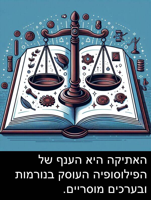 ובערכים: האתיקה היא הענף של הפילוסופיה העוסק בנורמות ובערכים מוסריים.