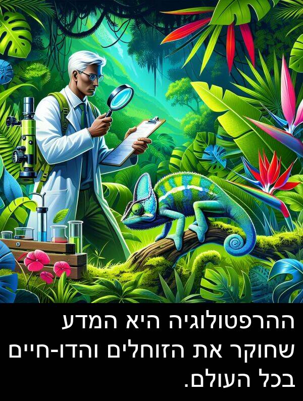 הזוחלים: ההרפטולוגיה היא המדע שחוקר את הזוחלים והדו-חיים בכל העולם.