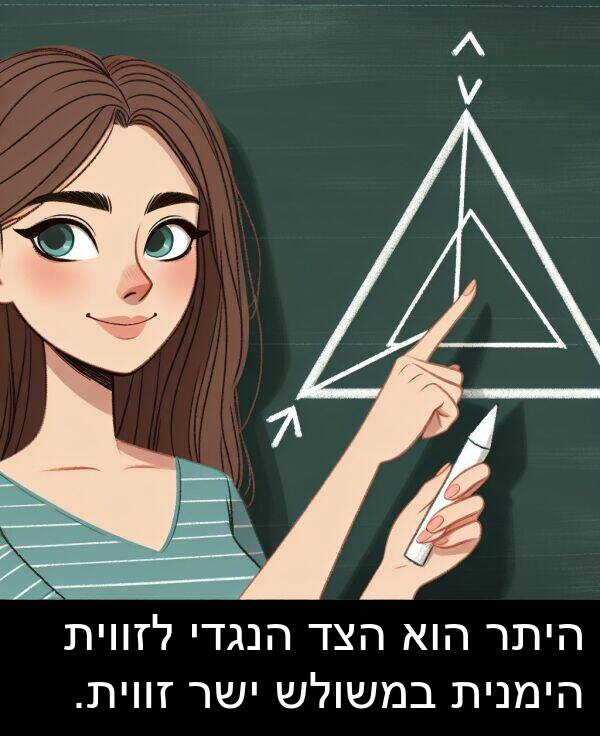 זווית: היתר הוא הצד הנגדי לזווית הימנית במשולש ישר זווית.