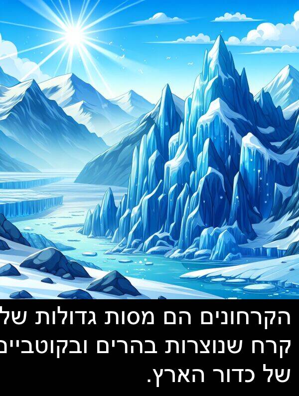 קרח: הקרחונים הם מסות גדולות של קרח שנוצרות בהרים ובקוטביים של כדור הארץ.