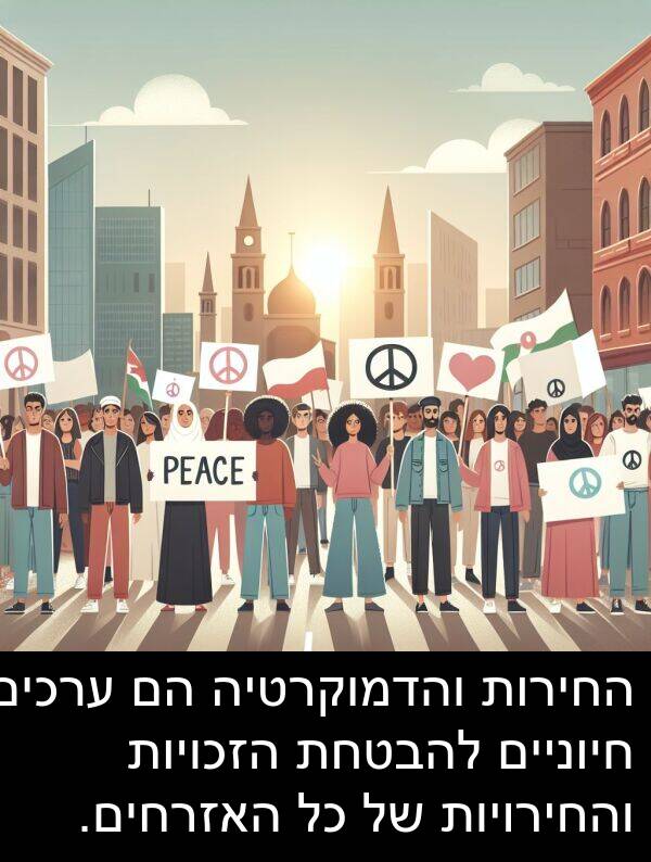 ערכים: החירות והדמוקרטיה הם ערכים חיוניים להבטחת הזכויות והחירויות של כל האזרחים.