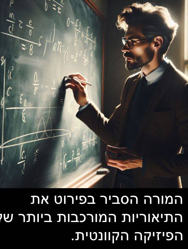 הסביר: המורה הסביר בפירוט את התיאוריות המורכבות ביותר של הפיזיקה הקוונטית.