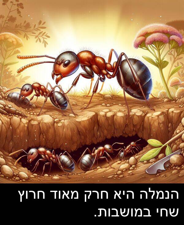 חרוץ: הנמלה היא חרק מאוד חרוץ שחי במושבות.