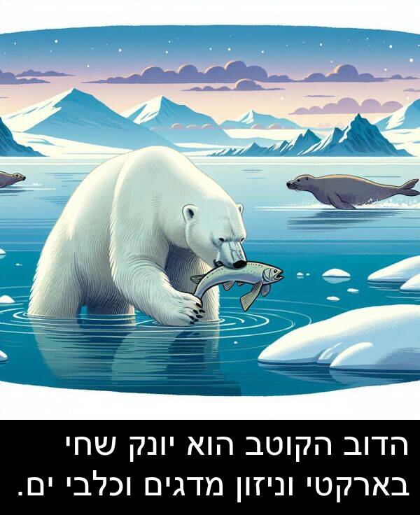 בארקטי: הדוב הקוטב הוא יונק שחי בארקטי וניזון מדגים וכלבי ים.