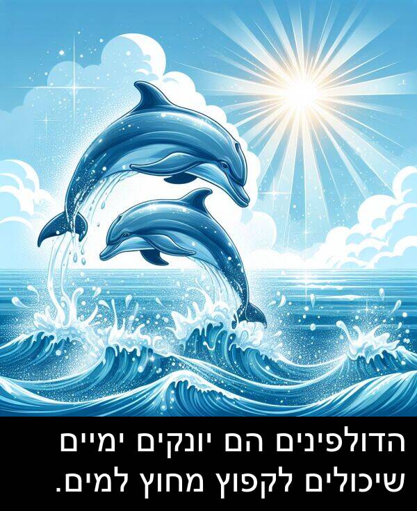 ימיים: הדולפינים הם יונקים ימיים שיכולים לקפוץ מחוץ למים.