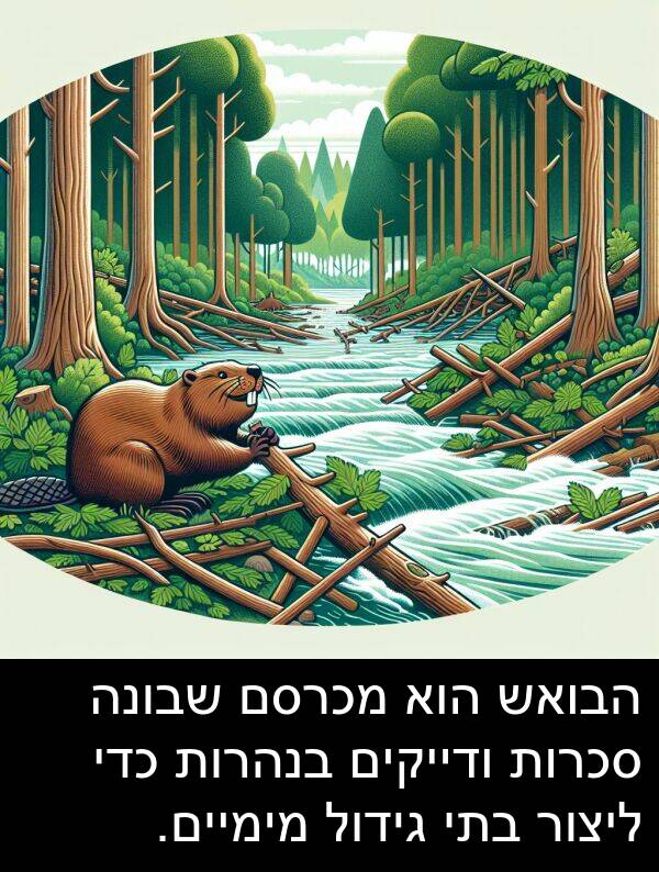 סכרות: הבואש הוא מכרסם שבונה סכרות ודייקים בנהרות כדי ליצור בתי גידול מימיים.