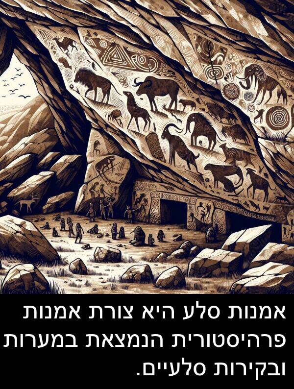 פרהיסטורית: אמנות סלע היא צורת אמנות פרהיסטורית הנמצאת במערות ובקירות סלעיים.