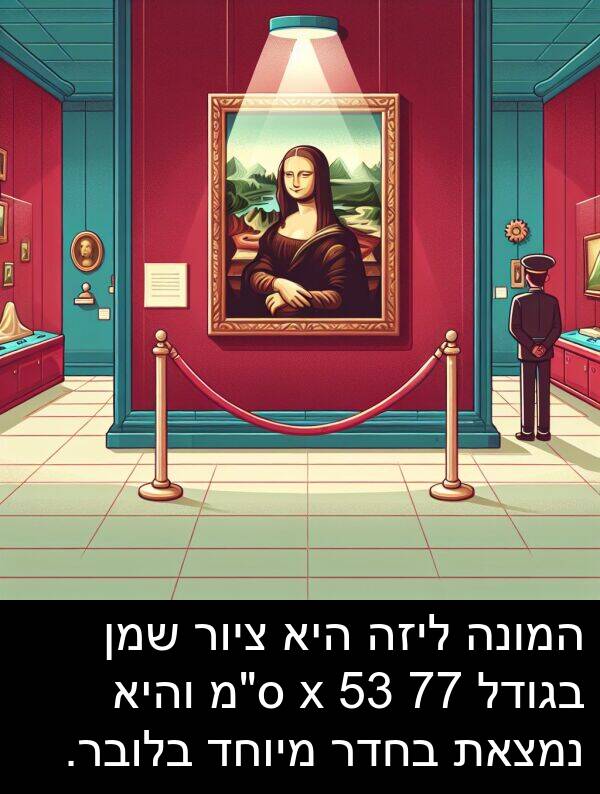 ציור: המונה ליזה היא ציור שמן בגודל 77 x 53 ס"מ והיא נמצאת בחדר מיוחד בלובר.