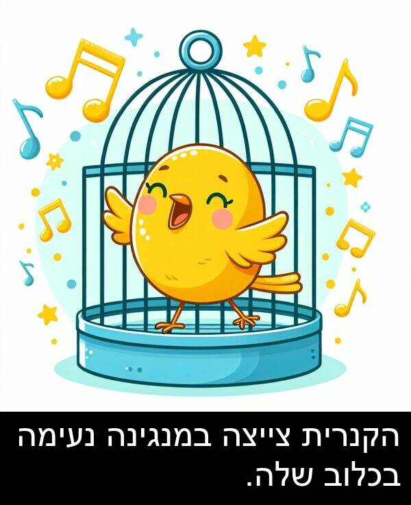 צייצה: הקנרית צייצה במנגינה נעימה בכלוב שלה.