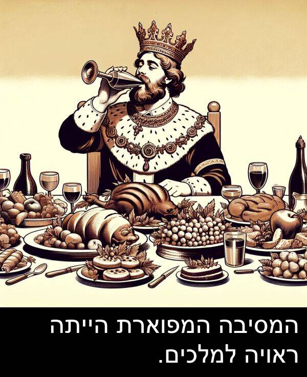 ראויה: המסיבה המפוארת הייתה ראויה למלכים.