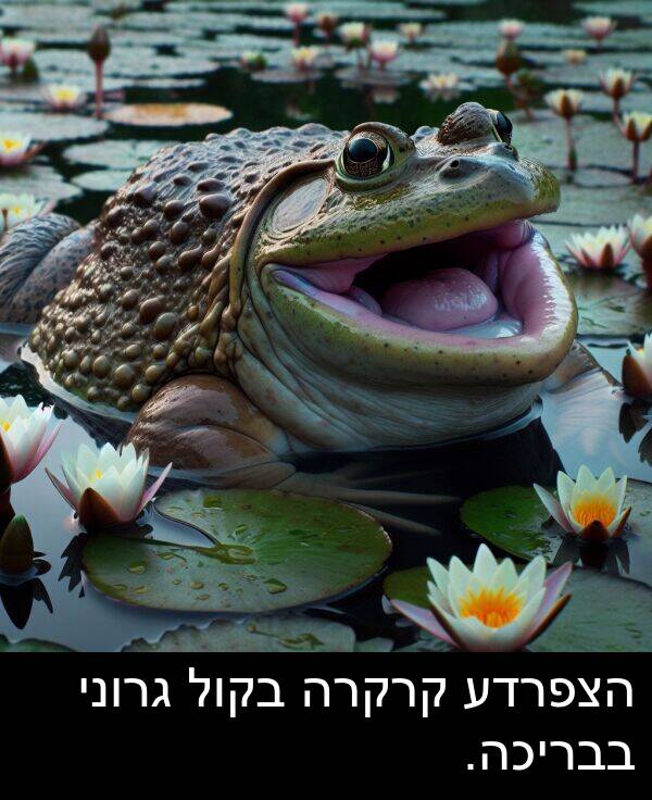 בבריכה: הצפרדע קרקרה בקול גרוני בבריכה.