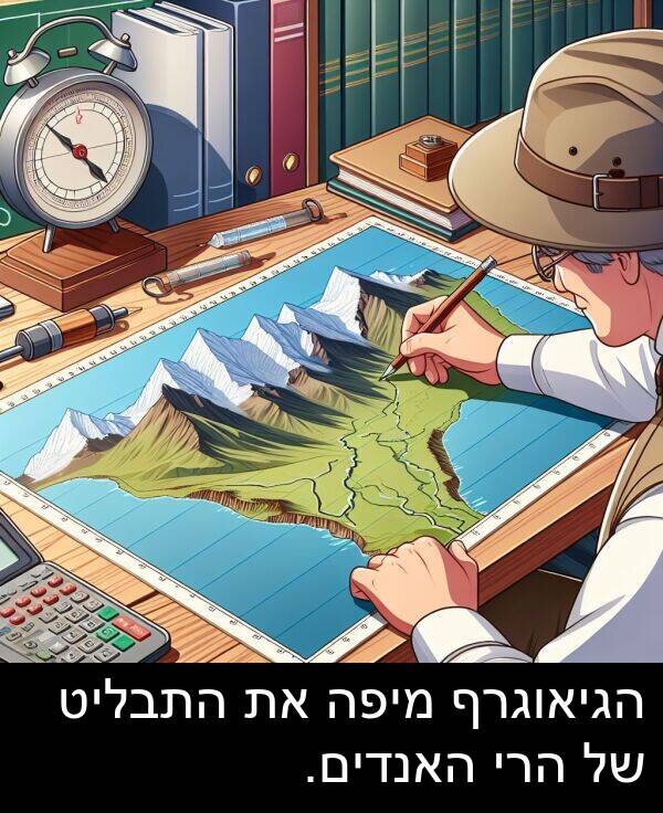 התבליט: הגיאוגרף מיפה את התבליט של הרי האנדים.