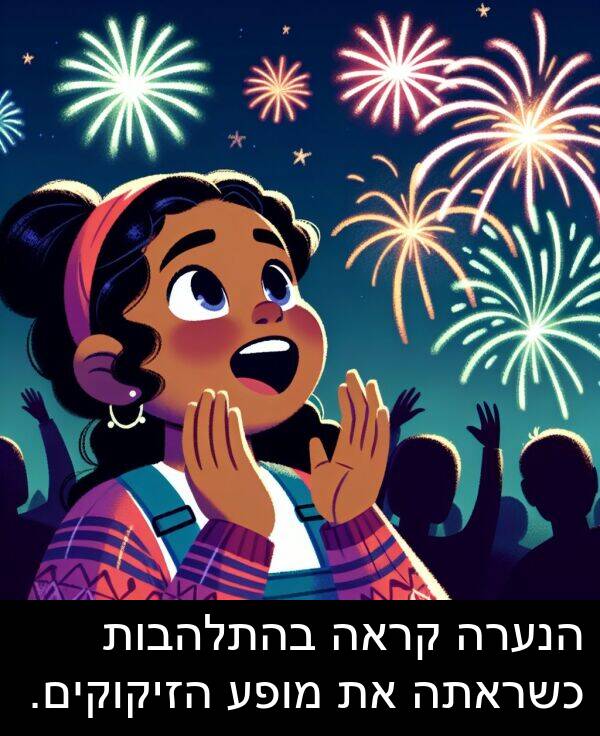 קראה: הנערה קראה בהתלהבות כשראתה את מופע הזיקוקים.