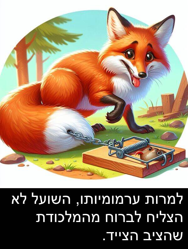 שהציב: למרות ערמומיותו, השועל לא הצליח לברוח מהמלכודת שהציב הצייד.