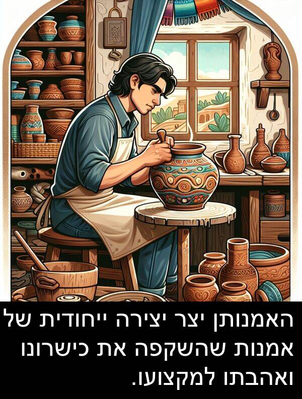 האמנותן: האמנותן יצר יצירה ייחודית של אמנות שהשקפה את כישרונו ואהבתו למקצועו.