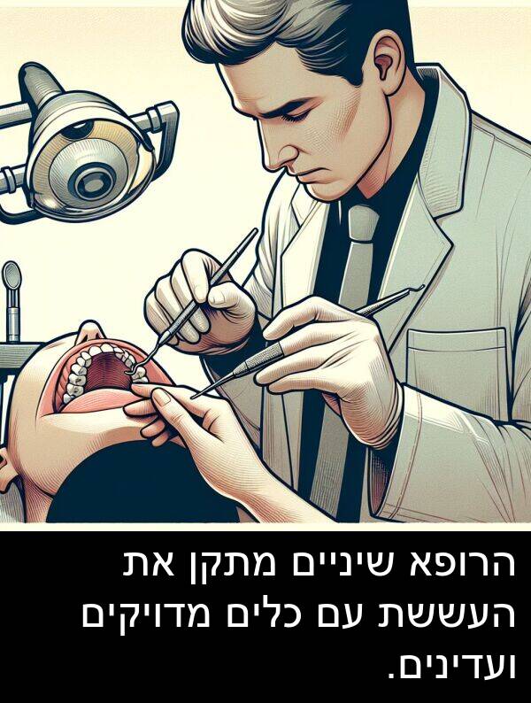 ועדינים: הרופא שיניים מתקן את העששת עם כלים מדויקים ועדינים.