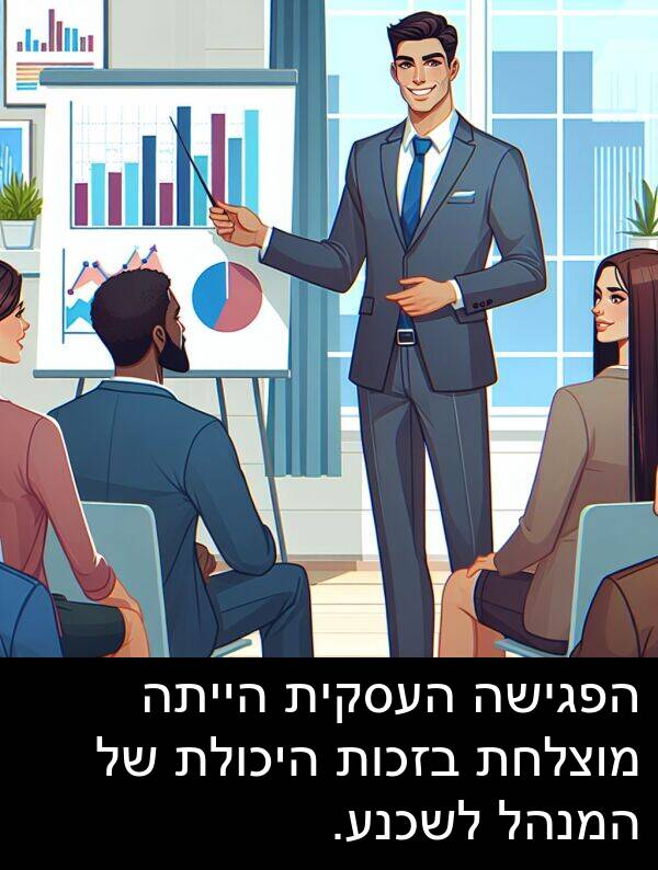 המנהל: הפגישה העסקית הייתה מוצלחת בזכות היכולת של המנהל לשכנע.