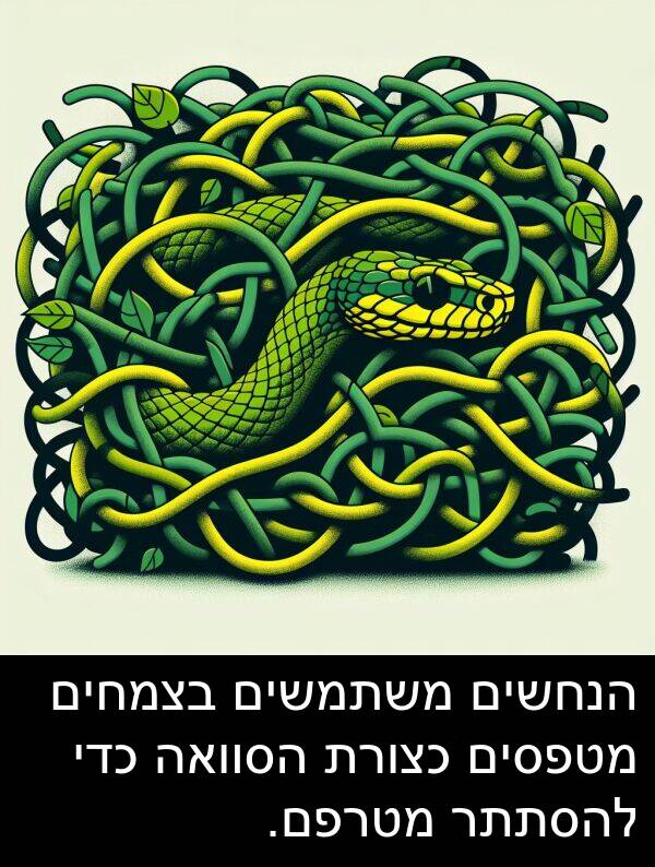 מטרפם: הנחשים משתמשים בצמחים מטפסים כצורת הסוואה כדי להסתתר מטרפם.