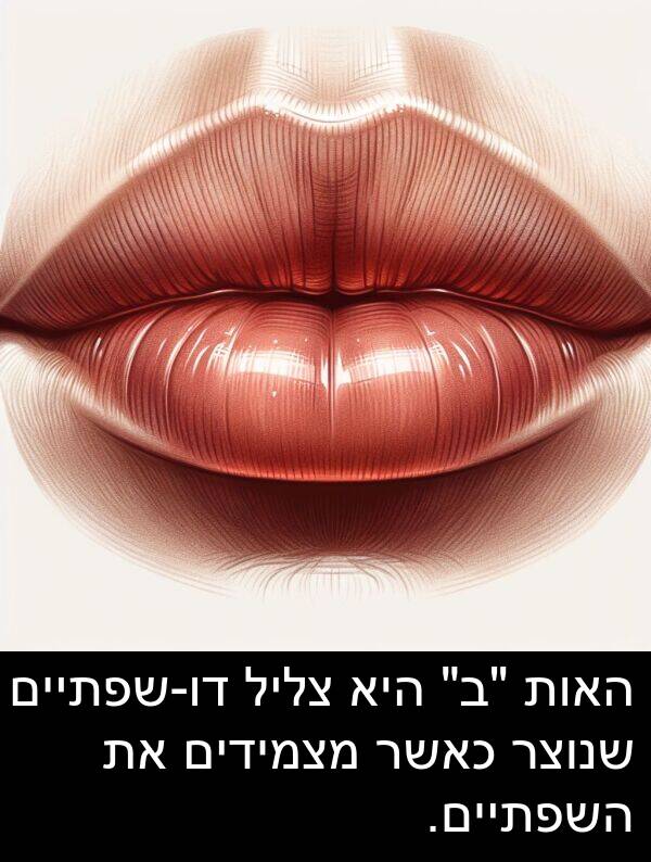 צליל: האות "ב" היא צליל דו-שפתיים שנוצר כאשר מצמידים את השפתיים.