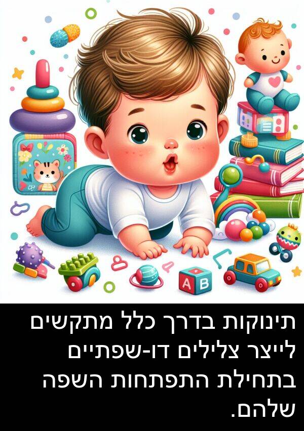 בדרך: תינוקות בדרך כלל מתקשים לייצר צלילים דו-שפתיים בתחילת התפתחות השפה שלהם.