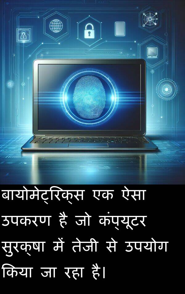 उपकरण: बायोमेट्रिक्स एक ऐसा उपकरण है जो कंप्यूटर सुरक्षा में तेजी से उपयोग किया जा रहा है।