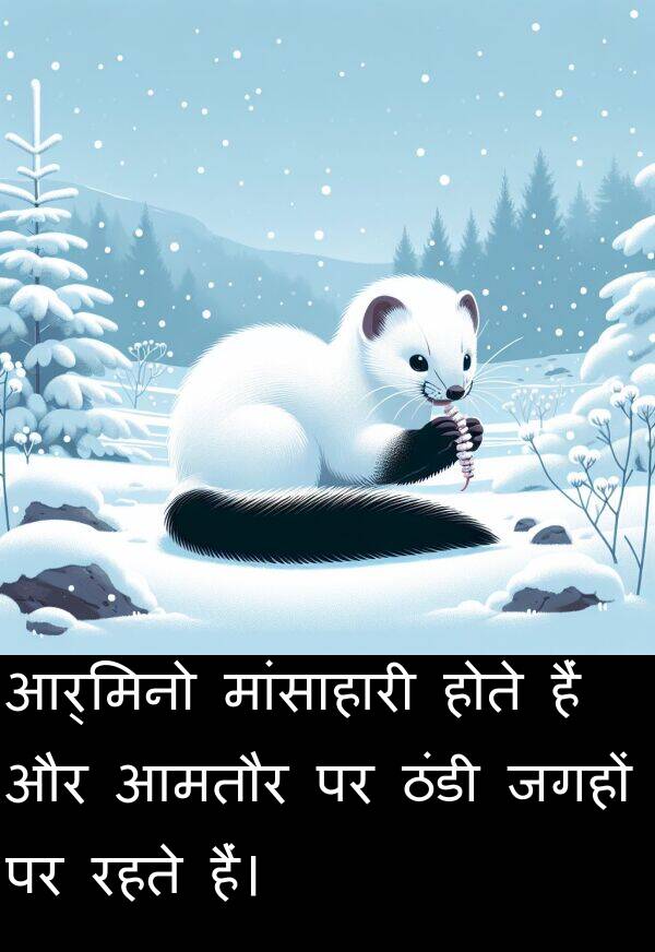 रहते: आर्मिनो मांसाहारी होते हैं और आमतौर पर ठंडी जगहों पर रहते हैं।