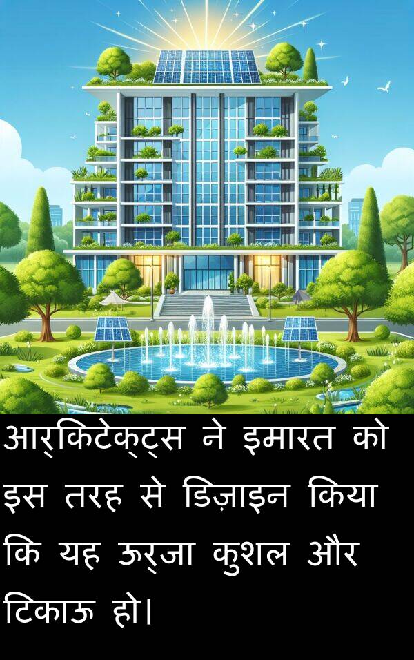हो।: आर्किटेक्ट्स ने इमारत को इस तरह से डिज़ाइन किया कि यह ऊर्जा कुशल और टिकाऊ हो।