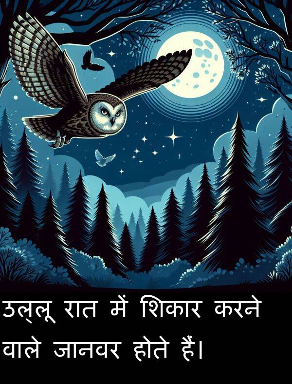 उल्लू: उल्लू रात में शिकार करने वाले जानवर होते हैं।