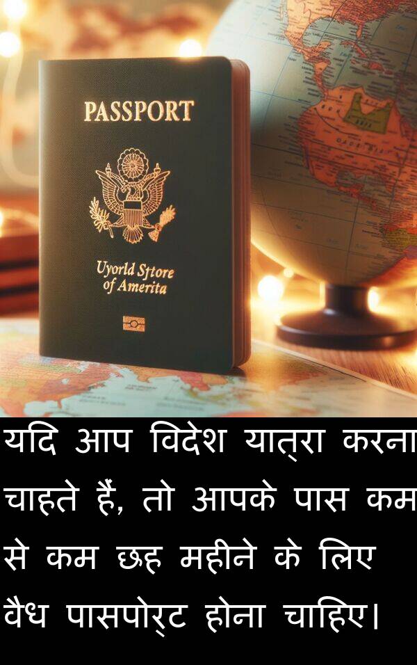 होना: यदि आप विदेश यात्रा करना चाहते हैं, तो आपके पास कम से कम छह महीने के लिए वैध पासपोर्ट होना चाहिए।