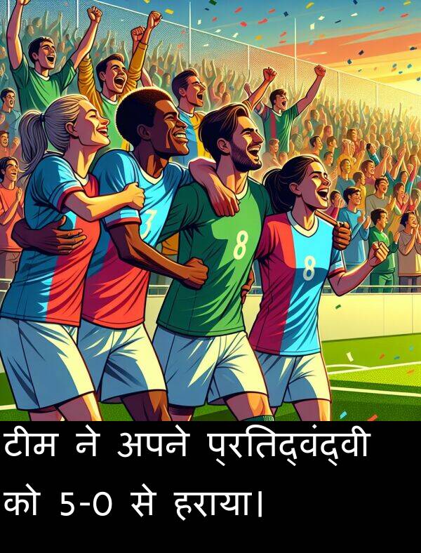 टीम: टीम ने अपने प्रतिद्वंद्वी को 5-0 से हराया।