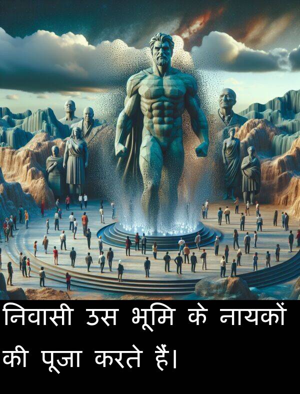 निवासी: निवासी उस भूमि के नायकों की पूजा करते हैं।