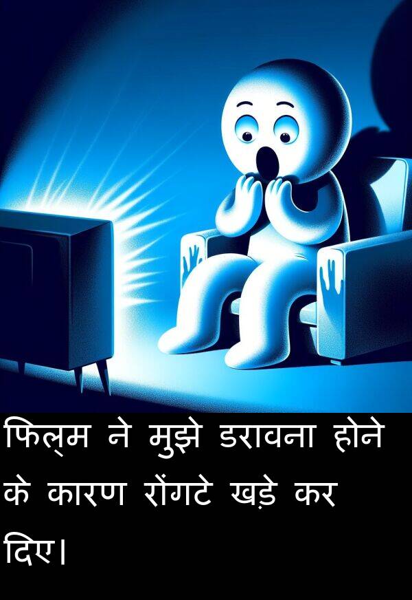 खड़े: फिल्म ने मुझे डरावना होने के कारण रोंगटे खड़े कर दिए।