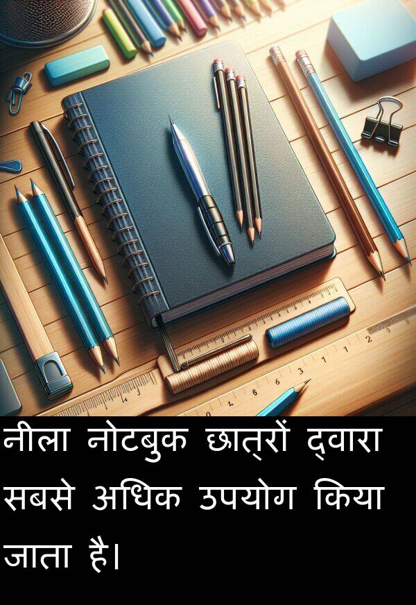 छात्रों: नीला नोटबुक छात्रों द्वारा सबसे अधिक उपयोग किया जाता है।