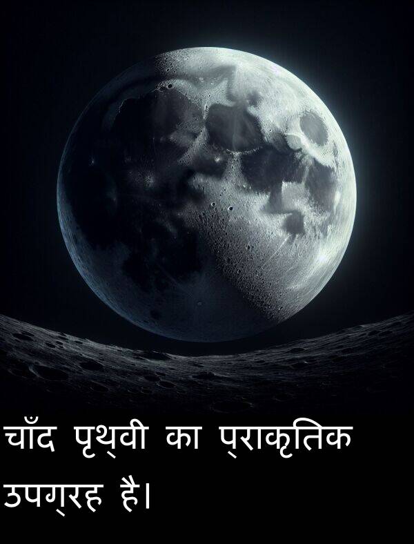 उपग्रह: चाँद पृथ्वी का प्राकृतिक उपग्रह है।