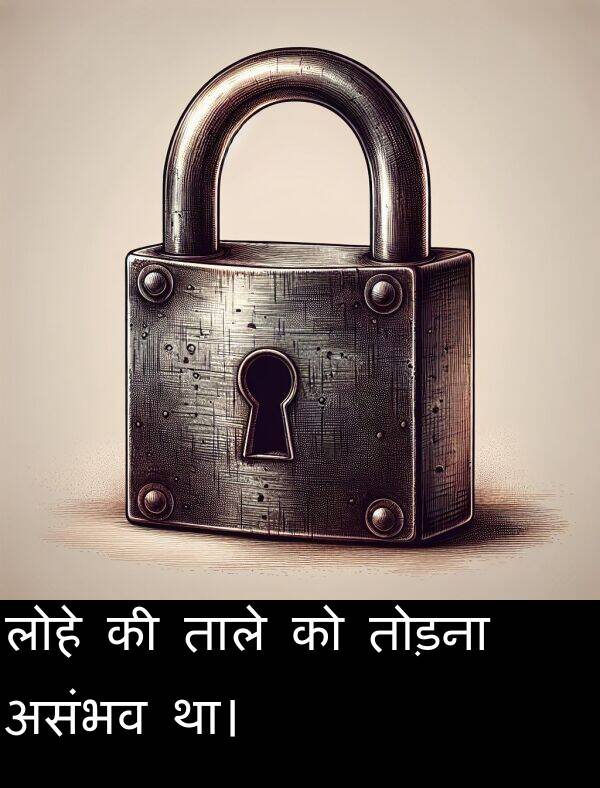 लोहे: लोहे की ताले को तोड़ना असंभव था।