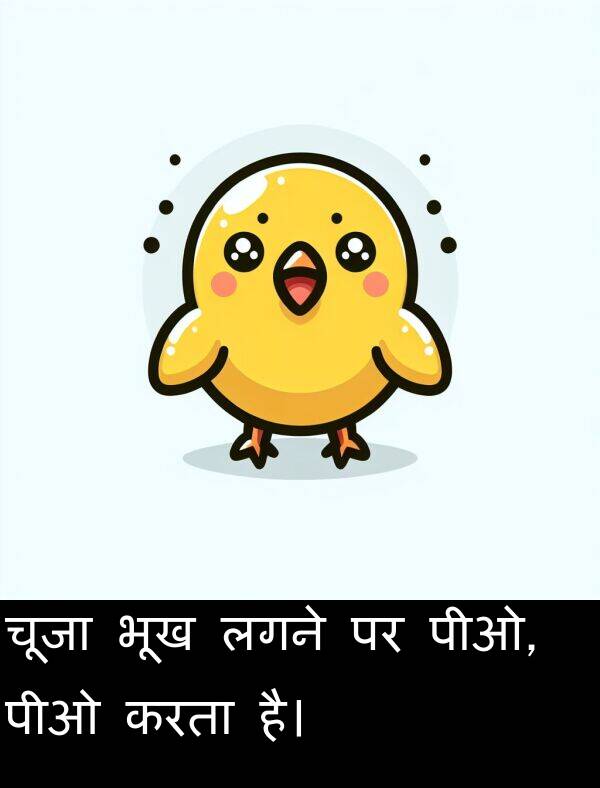 लगने: चूजा भूख लगने पर पीओ, पीओ करता है।