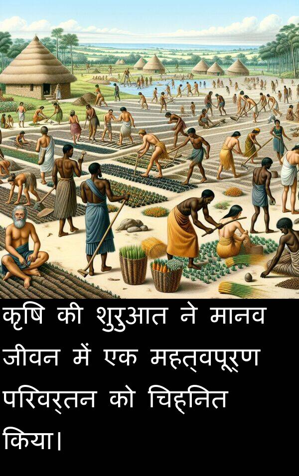 परिवर्तन: कृषि की शुरुआत ने मानव जीवन में एक महत्वपूर्ण परिवर्तन को चिह्नित किया।
