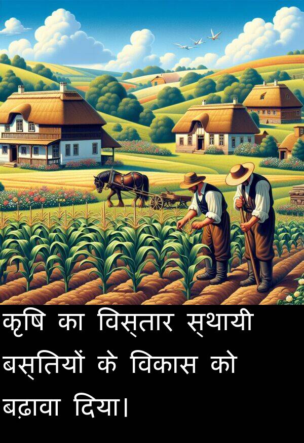 विस्तार: कृषि का विस्तार स्थायी बस्तियों के विकास को बढ़ावा दिया।