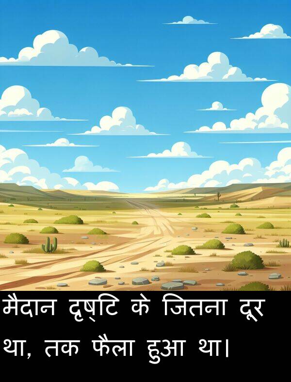 दृष्टि: मैदान दृष्टि के जितना दूर था, तक फैला हुआ था।