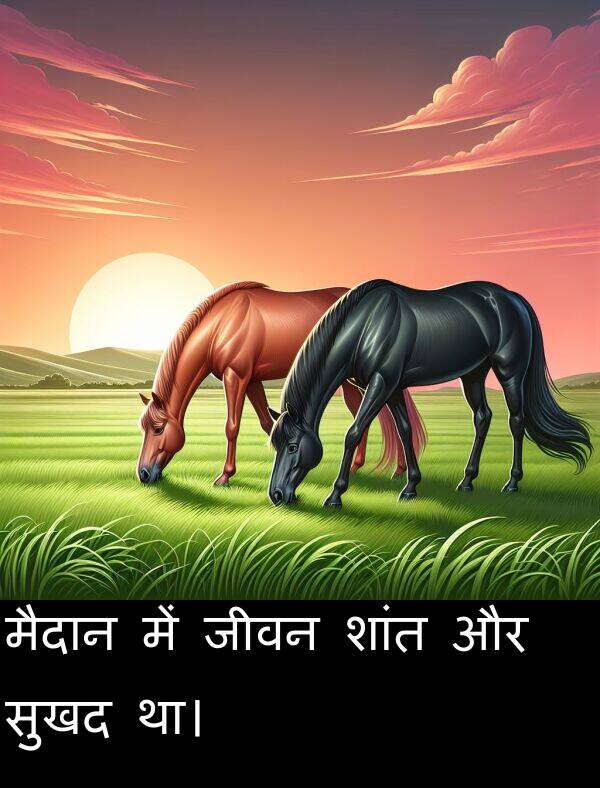 था।: मैदान में जीवन शांत और सुखद था।