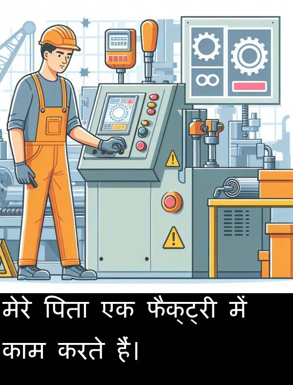 फैक्ट्री: मेरे पिता एक फैक्ट्री में काम करते हैं।