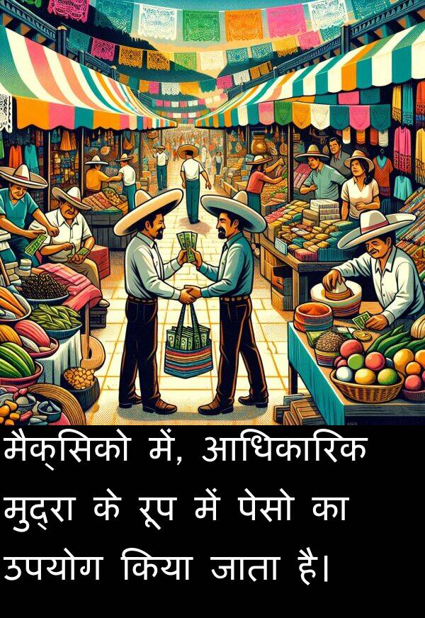उपयोग: मैक्सिको में, आधिकारिक मुद्रा के रूप में पेसो का उपयोग किया जाता है।